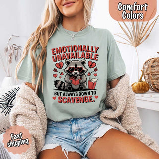Comfort Colors Emotionally Unavailable Raccoon T-Shirts - A Roese Boutique