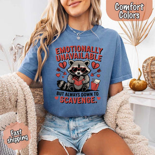 Comfort Colors Emotionally Unavailable Raccoon T-Shirts - A Roese Boutique