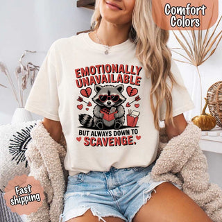 Comfort Colors Emotionally Unavailable Raccoon T-Shirts - A Roese Boutique