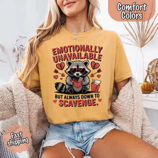 Comfort Colors Emotionally Unavailable Raccoon T-Shirts - A Roese Boutique