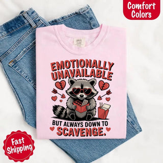 Comfort Colors Emotionally Unavailable Raccoon T-Shirts - A Roese Boutique
