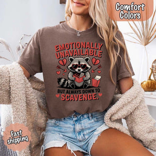 Comfort Colors Emotionally Unavailable Raccoon T-Shirts - A Roese Boutique