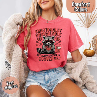 Comfort Colors Emotionally Unavailable Raccoon T-Shirts - A Roese Boutique