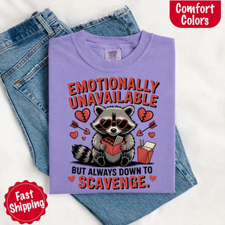 Comfort Colors Emotionally Unavailable Raccoon T-Shirts - A Roese Boutique