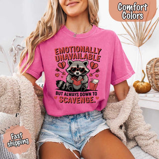 Comfort Colors Emotionally Unavailable Raccoon T-Shirts - A Roese Boutique