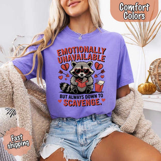 Comfort Colors Emotionally Unavailable Raccoon T-Shirts - A Roese Boutique