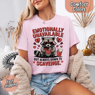 Comfort Colors Emotionally Unavailable Raccoon T-Shirts - A Roese Boutique