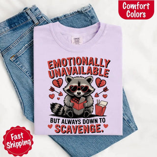 Comfort Colors Emotionally Unavailable Raccoon T-Shirts - A Roese Boutique