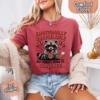 Comfort Colors Emotionally Unavailable Raccoon T-Shirts - A Roese Boutique