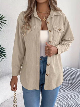 Corduroy Button - Up Long Sleeve Shacket - A Roese Boutique