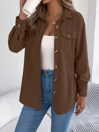 Corduroy Button - Up Long Sleeve Shacket - A Roese Boutique