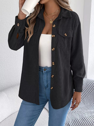 Corduroy Button - Up Long Sleeve Shacket - A Roese Boutique