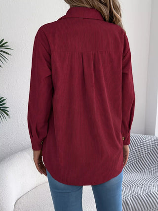 Corduroy Button - Up Long Sleeve Shacket - A Roese Boutique