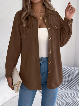 Corduroy Button - Up Long Sleeve Shacket - A Roese Boutique