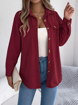 Corduroy Button - Up Long Sleeve Shacket - A Roese Boutique
