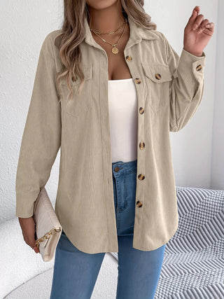 Corduroy Button - Up Long Sleeve Shacket - A Roese Boutique