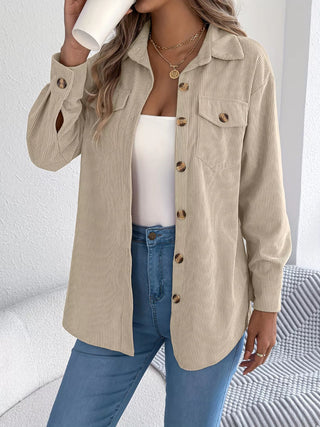 Corduroy Button - Up Long Sleeve Shacket - A Roese Boutique