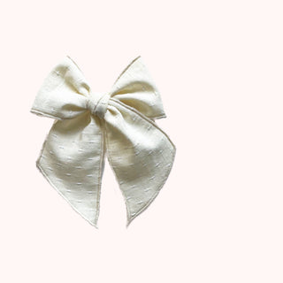 Cream Cross Stitched Elle Bow - A Roese Boutique