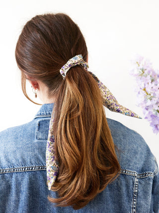 Cream Floral Scarf Scrunchie - A Roese Boutique
