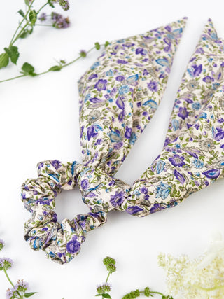 Cream Floral Scarf Scrunchie - A Roese Boutique