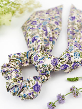 Cream Floral Scarf Scrunchie - A Roese Boutique