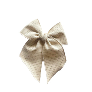 Cream Top Stitched Elle Bow - A Roese Boutique