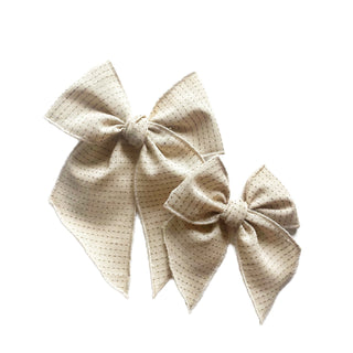 Cream Top Stitched Elle Bow - A Roese Boutique
