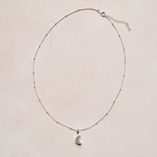 Crescent Moon Raw Gemstone Necklace by Tiny Rituals - A Roese Boutique
