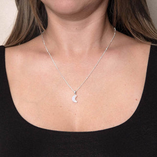 Crescent Moon Raw Gemstone Necklace by Tiny Rituals - A Roese Boutique