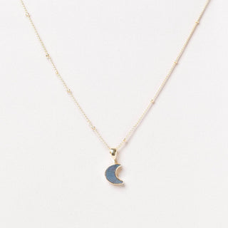 Crescent Moon Raw Gemstone Necklace by Tiny Rituals - A Roese Boutique