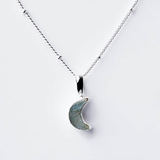 Crescent Moon Raw Gemstone Necklace by Tiny Rituals - A Roese Boutique