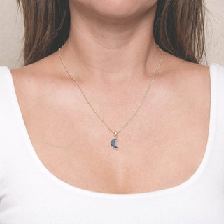 Crescent Moon Raw Gemstone Necklace by Tiny Rituals - A Roese Boutique