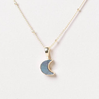 Crescent Moon Raw Gemstone Necklace by Tiny Rituals - A Roese Boutique