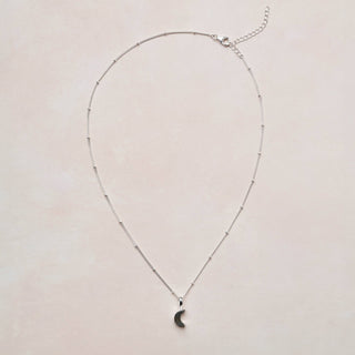 Crescent Moon Raw Gemstone Necklace by Tiny Rituals - A Roese Boutique