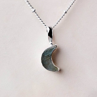 Crescent Moon Raw Gemstone Necklace by Tiny Rituals - A Roese Boutique