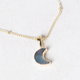 Crescent Moon Raw Gemstone Necklace by Tiny Rituals - A Roese Boutique