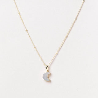 Crescent Moon Raw Gemstone Necklace by Tiny Rituals - A Roese Boutique