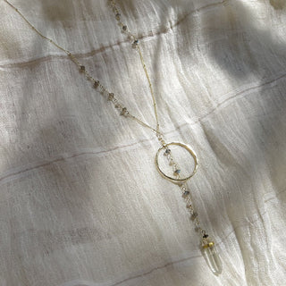 Crystal Halo Y Necklace - A Roese Boutique