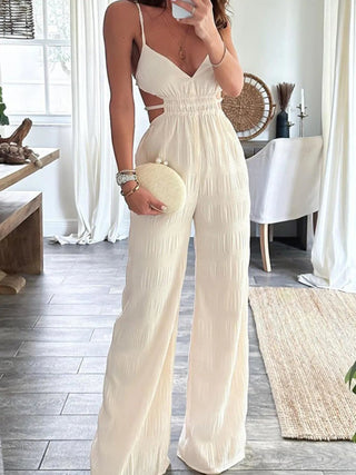 Cut - Out Wide Leg Jumpsuit - A Roese Boutique