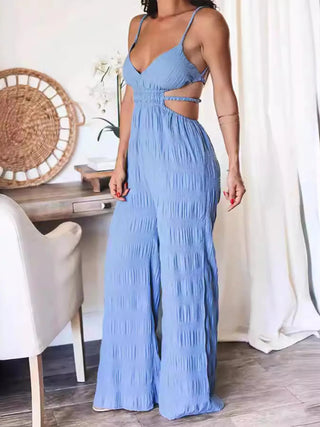 Cut - Out Wide Leg Jumpsuit - A Roese Boutique