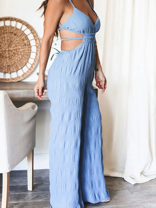Cut - Out Wide Leg Jumpsuit - A Roese Boutique