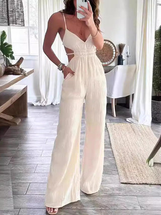 Cut - Out Wide Leg Jumpsuit - A Roese Boutique