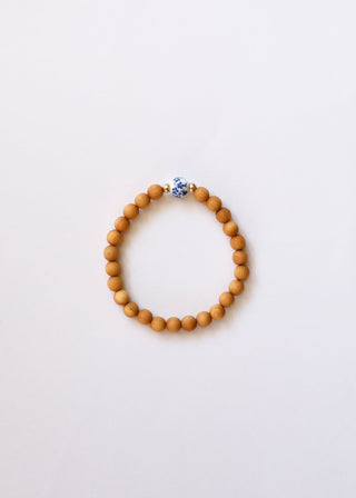 Cypress Wood || 14K Gold Filled + Vintage Flowers || Beaded Bracelet - A Roese Boutique