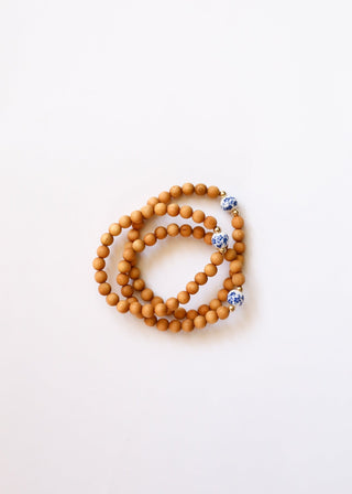 Cypress Wood || 14K Gold Filled + Vintage Flowers || Beaded Bracelet - A Roese Boutique