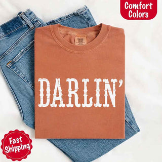 Darlin’ Comfort Colors Tee – Cute Country Girl Shirt, Western Cowgirl Style - A Roese Boutique