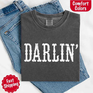 Darlin’ Comfort Colors Tee – Cute Country Girl Shirt, Western Cowgirl Style - A Roese Boutique