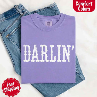 Darlin’ Comfort Colors Tee – Cute Country Girl Shirt, Western Cowgirl Style - A Roese Boutique