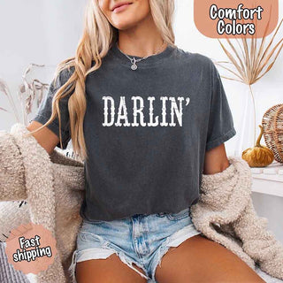 Darlin’ Comfort Colors Tee – Cute Country Girl Shirt, Western Cowgirl Style - A Roese Boutique