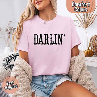 Darlin’ Comfort Colors Tee – Cute Country Girl Shirt, Western Cowgirl Style - A Roese Boutique