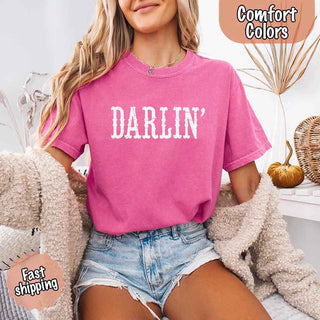 Darlin’ Comfort Colors Tee – Cute Country Girl Shirt, Western Cowgirl Style - A Roese Boutique